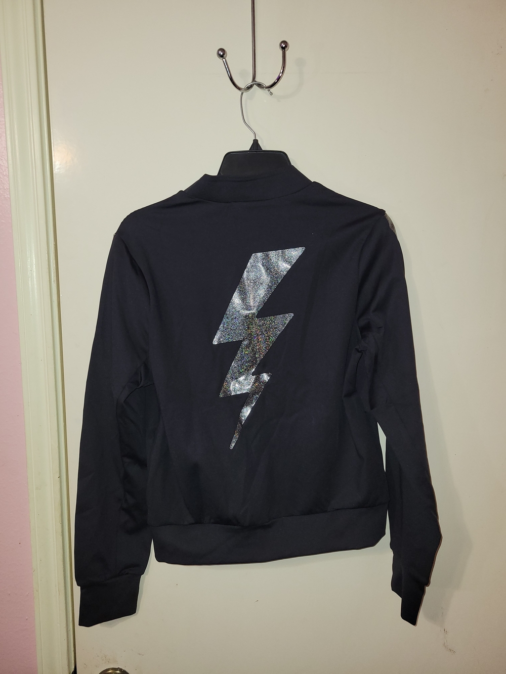 ultracor Black Bomber Jacket with Holographic Lightning Bolt